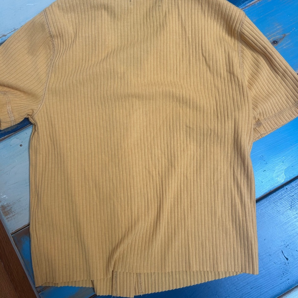 Abercrombie & Fitch Mustard Yellow Ribbed Button-Up Shirt - Picture 3 of 3